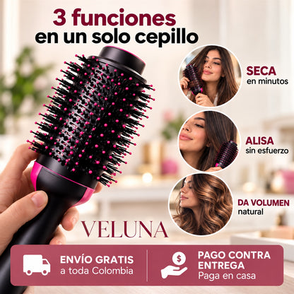 Cepillo Secador 3 en 1 – Seca, Alisa y Da Volumen en un Solo Paso
